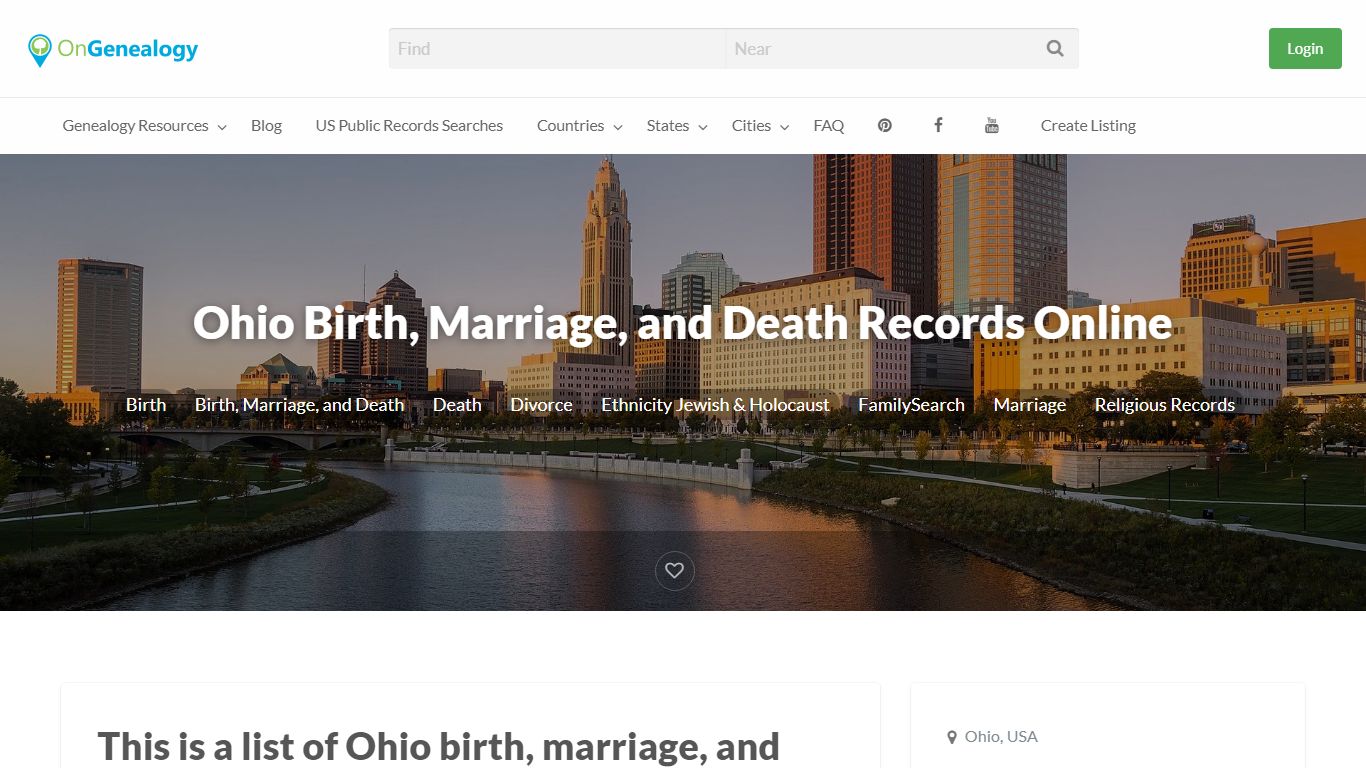 Ohio Birth, Marriage, and Death Records Online - OnGenealogy